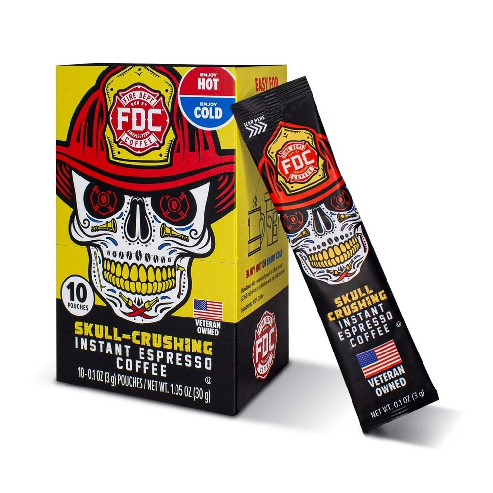 Fire Department Coffee Skull-Crushing Instant Espresso Instant Coffee Packets